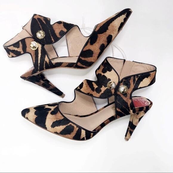 Louise Et Cie Jara Leopard Heels Fur NEW Size 6 US / 36.5 Eur - Picture 2 of 8